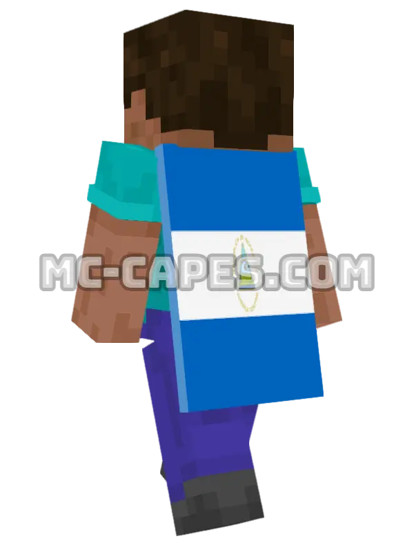 Nicaragua Flag Minecraft cape worn on a player, seen from behind