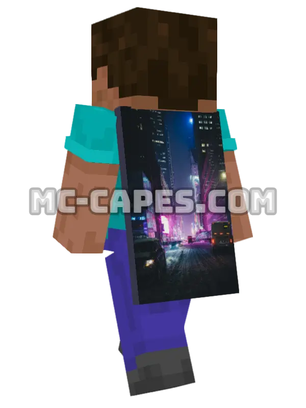 Nighttime City Traffic Minecraft cape worn on a player, seen from behind