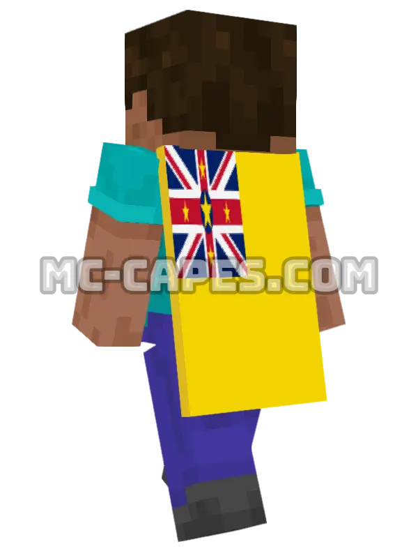 Niue Flag Minecraft cape worn on a player, seen from behind