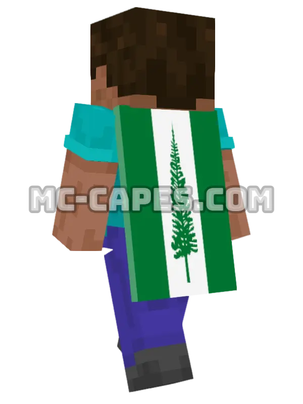 Norfolk Island Flag Minecraft cape worn on a player, seen from behind