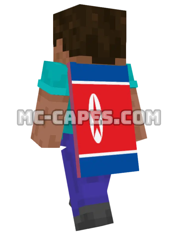 North Korea Flag Minecraft cape worn on a player, seen from behind