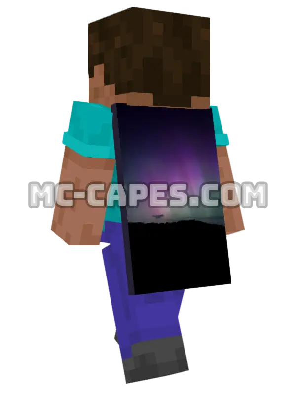 Northern Lights Minecraft cape worn on a player, seen from behind