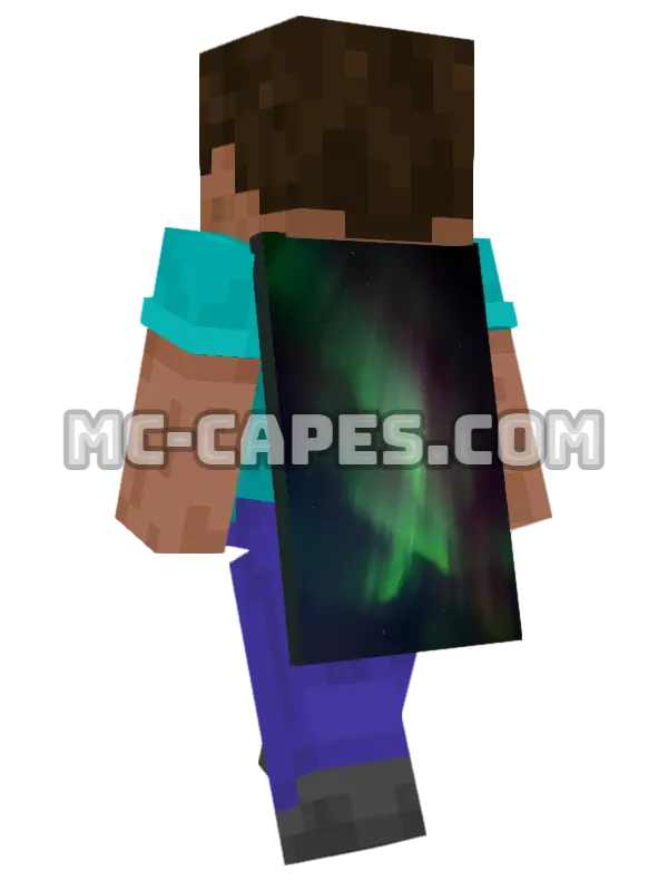 Northern Lights Minecraft cape worn on a player, seen from behind