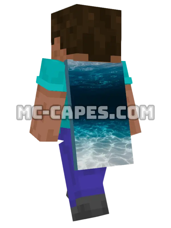 Ocean Water Minecraft cape worn on a player, seen from behind