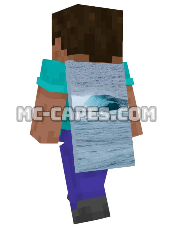 Ocean Wave Minecraft cape worn on a player, seen from behind