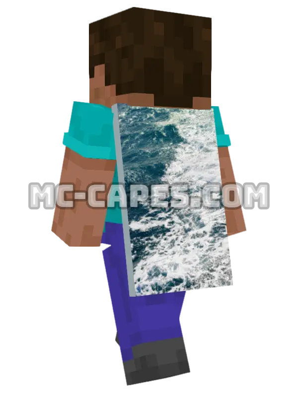 Ocean Waves Minecraft cape worn on a player, seen from behind