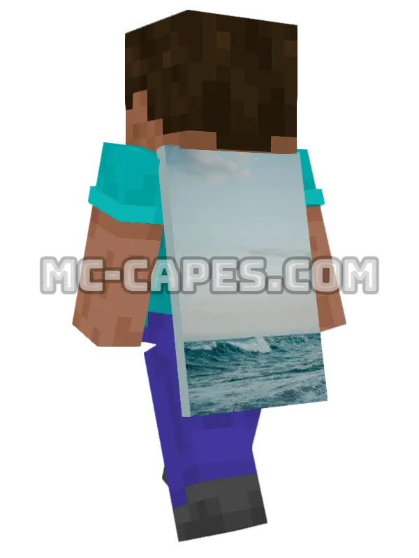 Ocean Waves Minecraft cape worn on a player, seen from behind