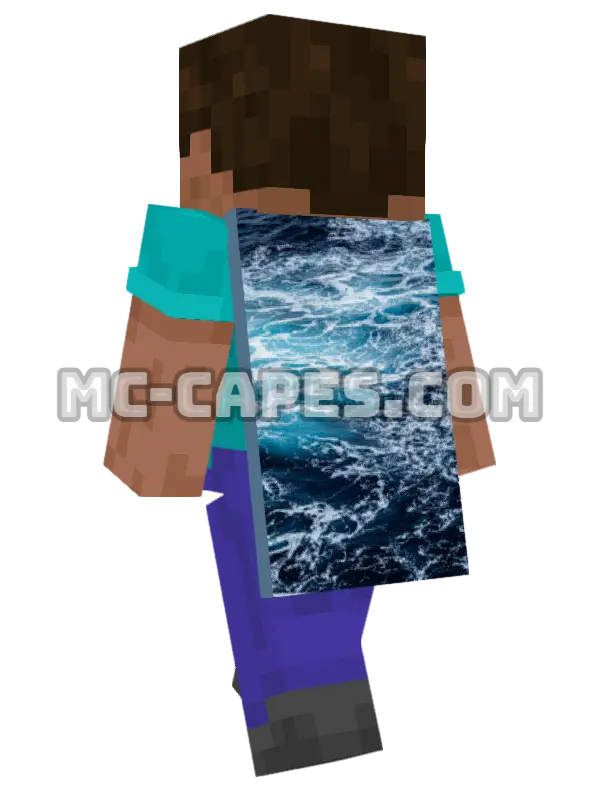 Ocean Waves Minecraft cape worn on a player, seen from behind