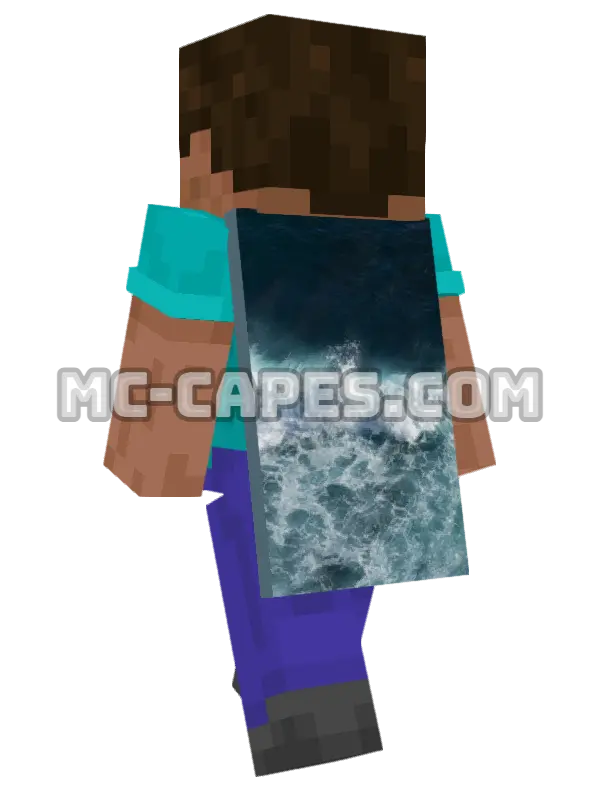 Ocean Waves Minecraft cape worn on a player, seen from behind