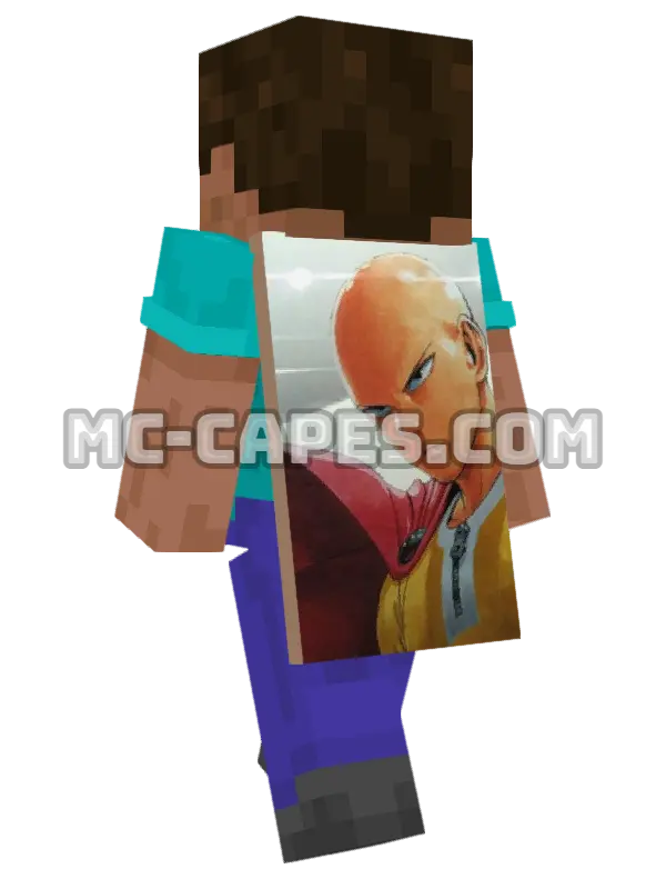 One Punch Man Minecraft cape worn on a player, seen from behind
