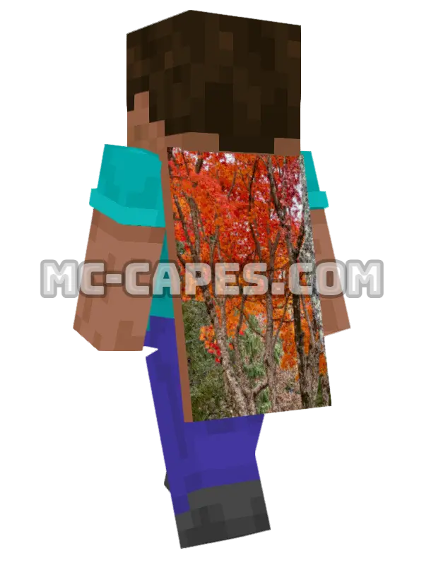 Orange Trees Minecraft cape worn on a player, seen from behind