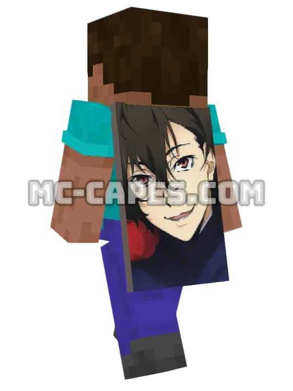 Osamu Dazai Minecraft cape worn on a player, seen from behind