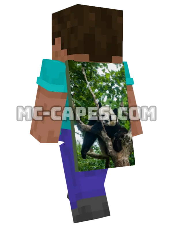 Panda on Branch Minecraft cape worn on a player, seen from behind