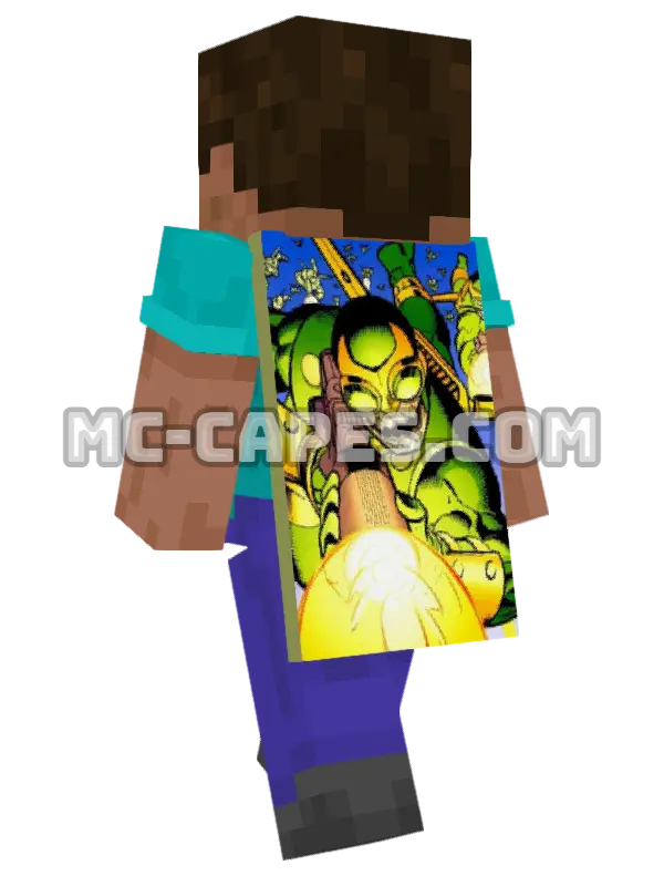 Parademon Minecraft cape worn on a player, seen from behind