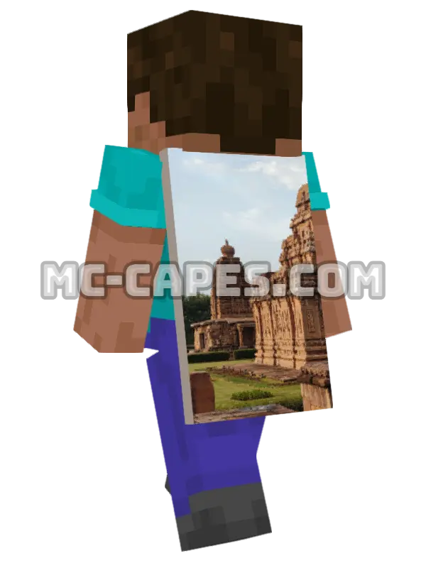 Pattadakal Temples Minecraft cape worn on a player, seen from behind