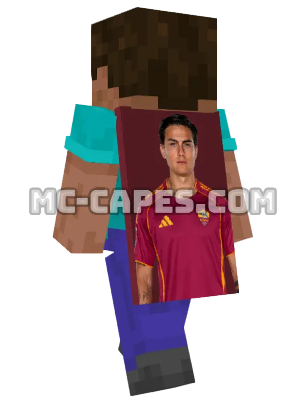 Paulo Dybala Minecraft cape worn on a player, seen from behind