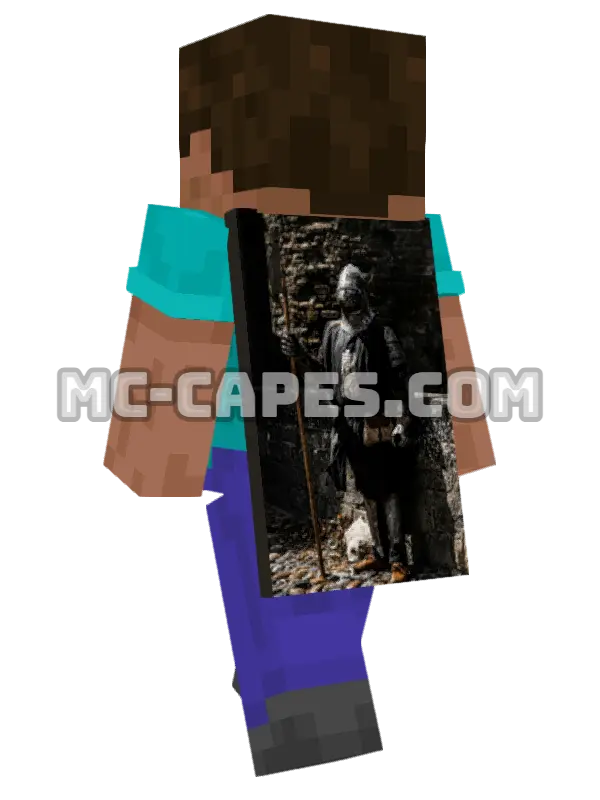 Person in Garment Minecraft cape worn on a player, seen from behind