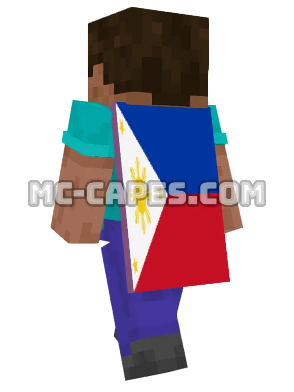 Philippines Flag Minecraft cape worn on a player, seen from behind