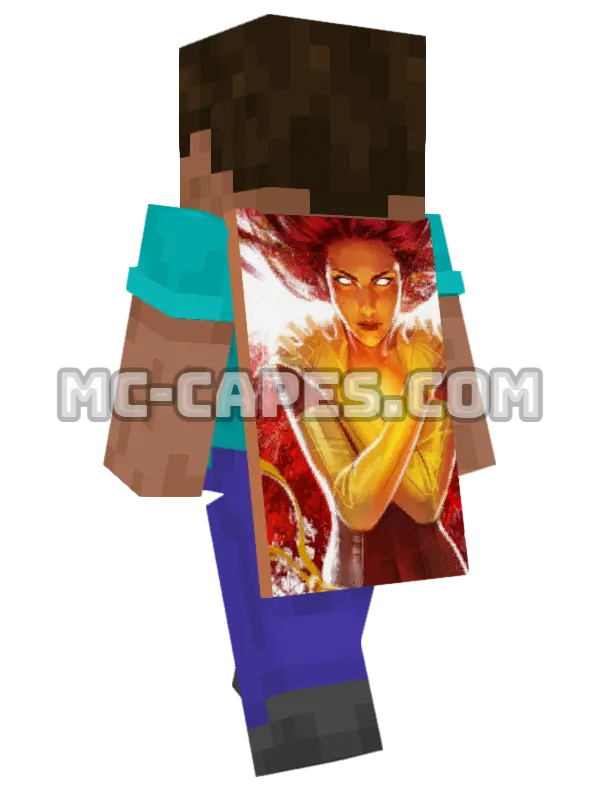 Phoenix Minecraft cape worn on a player, seen from behind