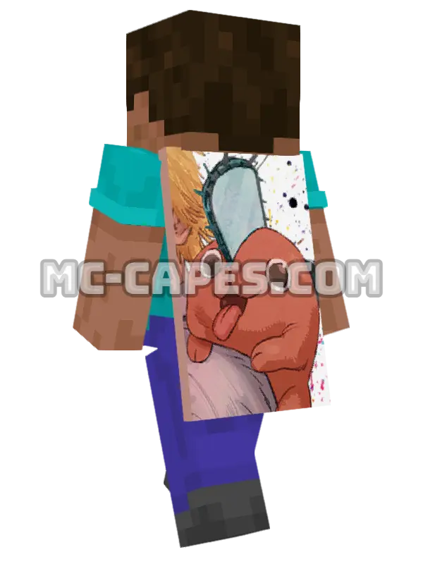Pochita Minecraft cape worn on a player, seen from behind