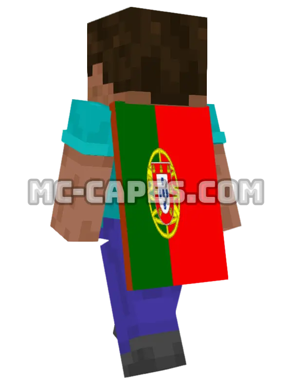 Portugal Flag Minecraft cape worn on a player, seen from behind