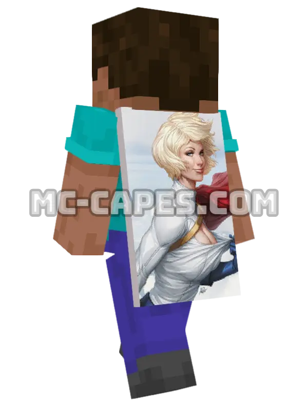 Power Girl Minecraft cape worn on a player, seen from behind