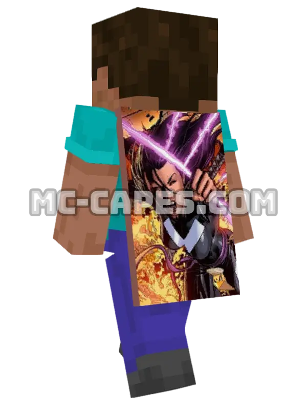 Psylocke Minecraft cape worn on a player, seen from behind