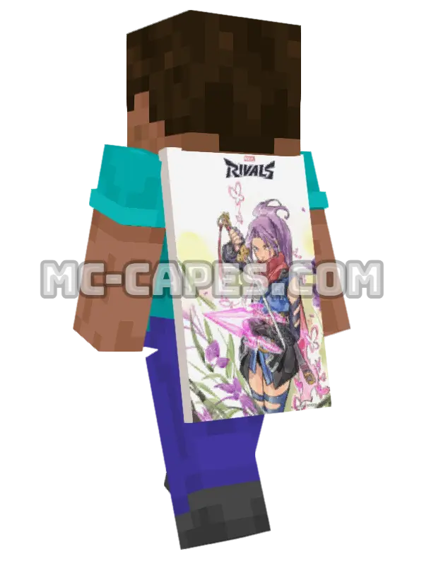 Psylocke Kimono Minecraft cape worn on a player, seen from behind