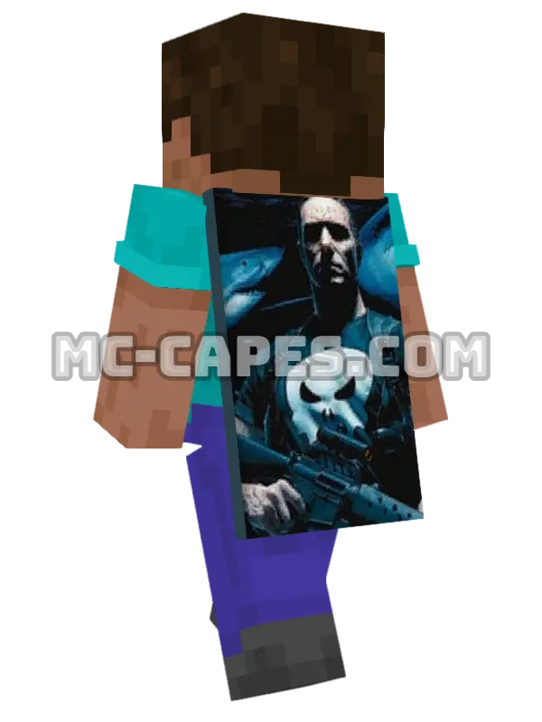 Punisher Minecraft cape worn on a player, seen from behind