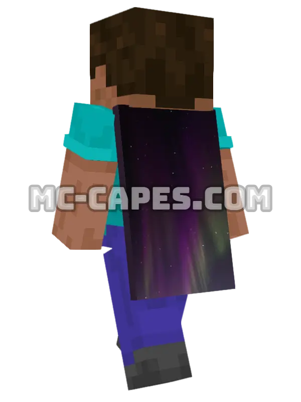 Purple Aurora Minecraft cape worn on a player, seen from behind
