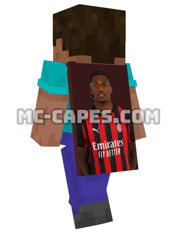 Rafael Leao Minecraft cape worn on a player, seen from behind