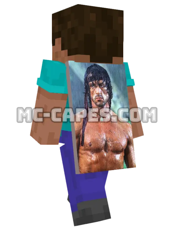 Rambo Minecraft cape worn on a player, seen from behind