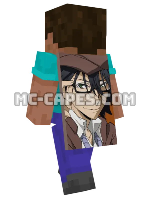 Ranpo Edogawa Minecraft cape worn on a player, seen from behind