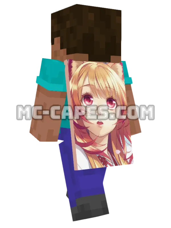 Raphtalia Minecraft cape worn on a player, seen from behind