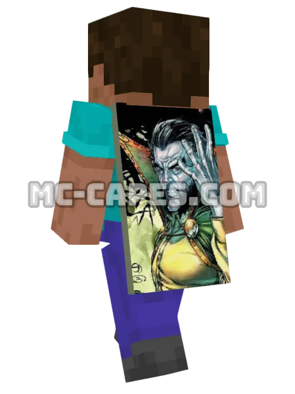 Ra's Al Ghul Minecraft cape worn on a player, seen from behind