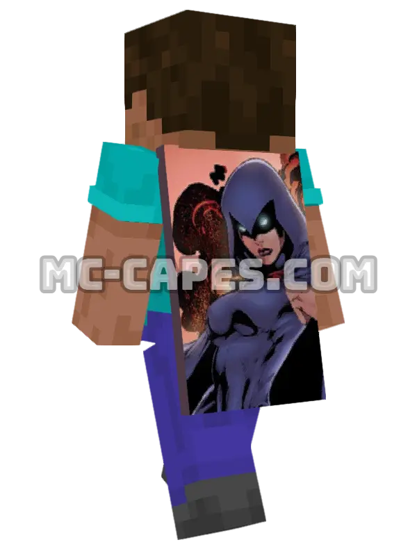 Raven Minecraft cape worn on a player, seen from behind