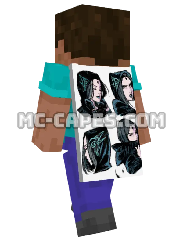 Raven Hoodie Minecraft cape worn on a player, seen from behind