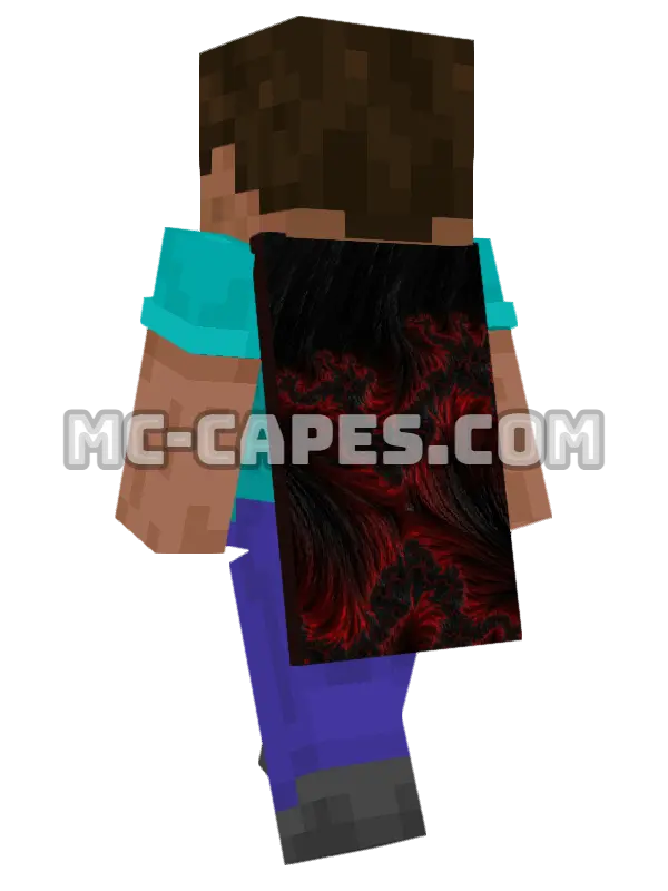 Red Black Artwork Minecraft cape worn on a player, seen from behind