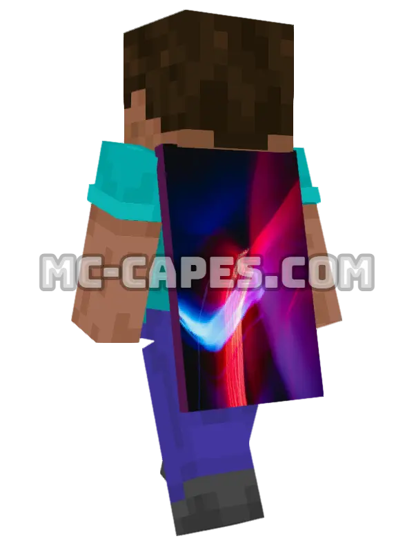 Red Blue Lights Minecraft cape worn on a player, seen from behind