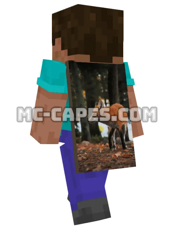 Red Fox in Forest Minecraft cape worn on a player, seen from behind