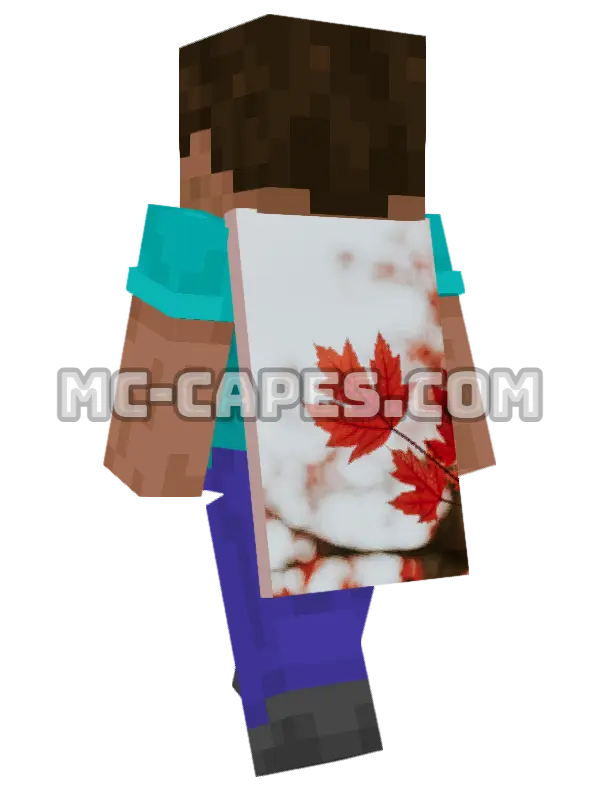 Red Maple Leaf Minecraft cape worn on a player, seen from behind