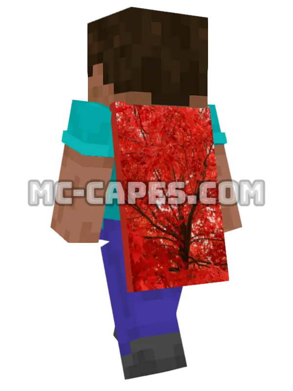 Red Maple Leaves Minecraft cape worn on a player, seen from behind