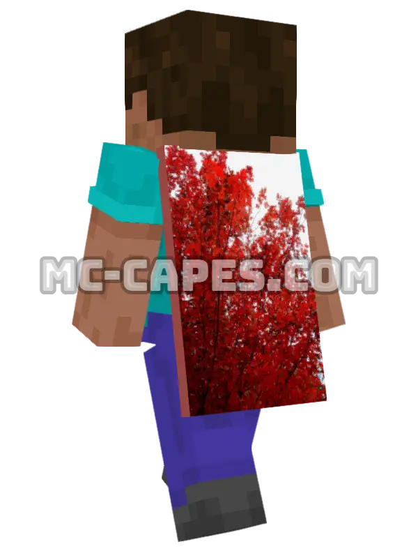 Red Maple Leaves Minecraft cape worn on a player, seen from behind