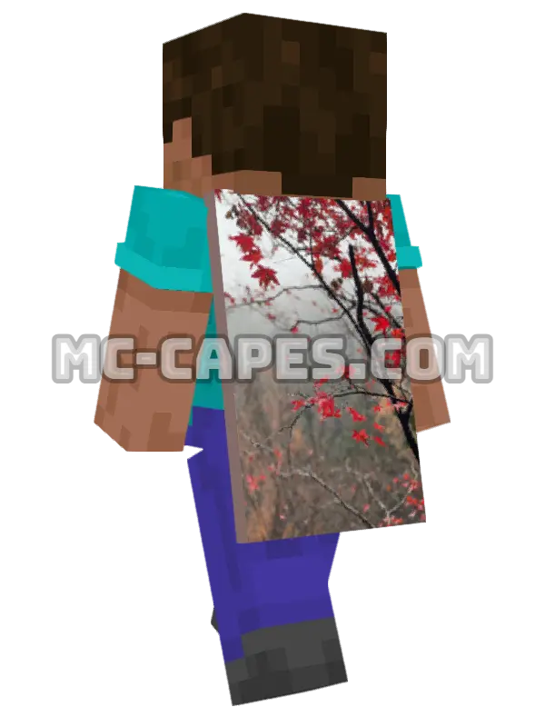 Red Maple Leaves Minecraft cape worn on a player, seen from behind