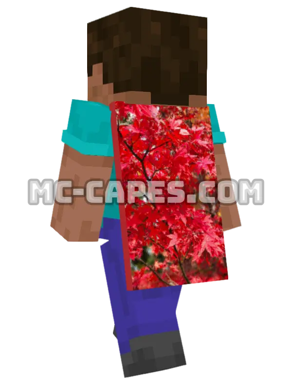 Red Maple Leaves Minecraft cape worn on a player, seen from behind