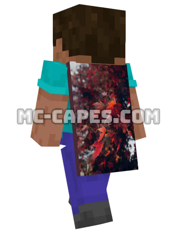 Red Maple Tree Minecraft cape worn on a player, seen from behind