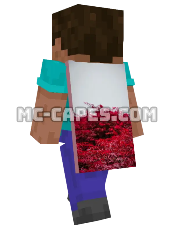 Red Maple Tree Minecraft cape worn on a player, seen from behind