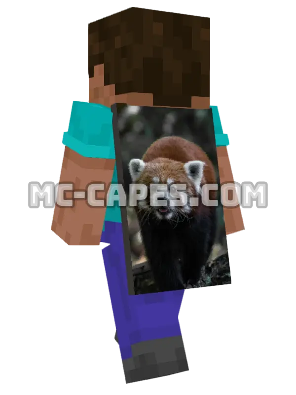 Red Panda Minecraft cape worn on a player, seen from behind