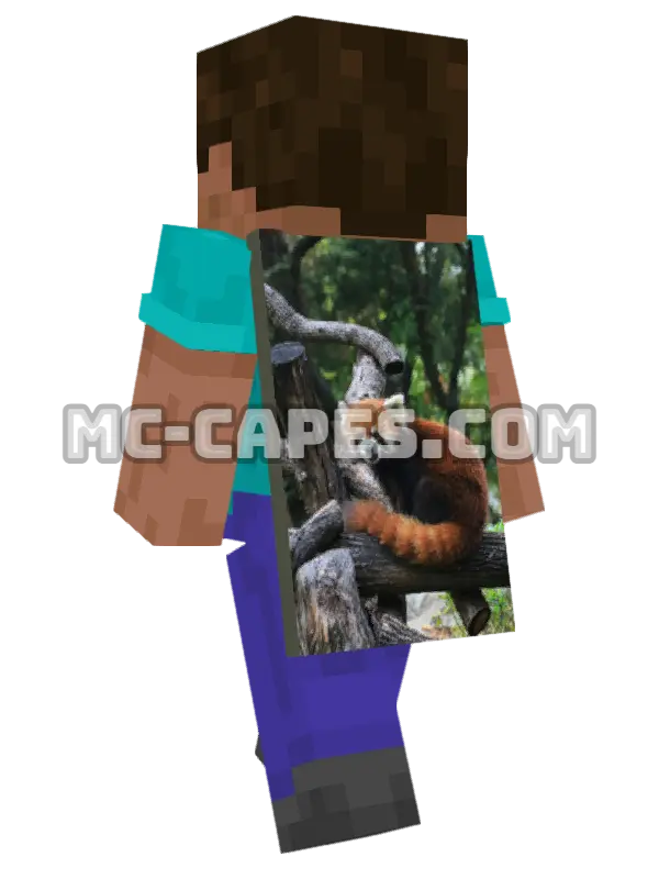 Red Panda Sitting Minecraft cape worn on a player, seen from behind