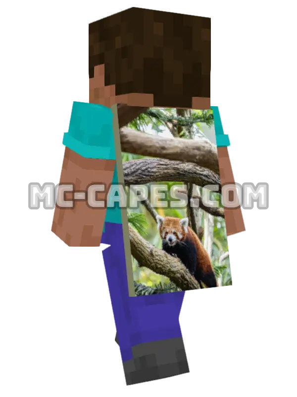 Red Panda Sitting Minecraft cape worn on a player, seen from behind